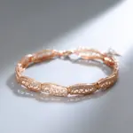 Kinel-pulsera de oro rosa 585 para mujer, brazalete de lujo con circonita Natural, joyería fina Vintage para boda, novedad de 2022 3