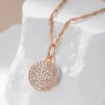 Kinel-collar con colgante redondo de circón Natural brillante para mujer, moda 585, Color oro rosa, joyería fina diaria de alta calidad 5