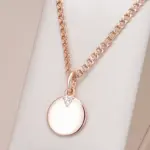 Kinel-collares con colgante de moneda redonda para mujer, Color oro rosa 585, colgante brillante de circón Natural Simple, joyería fina diaria 1