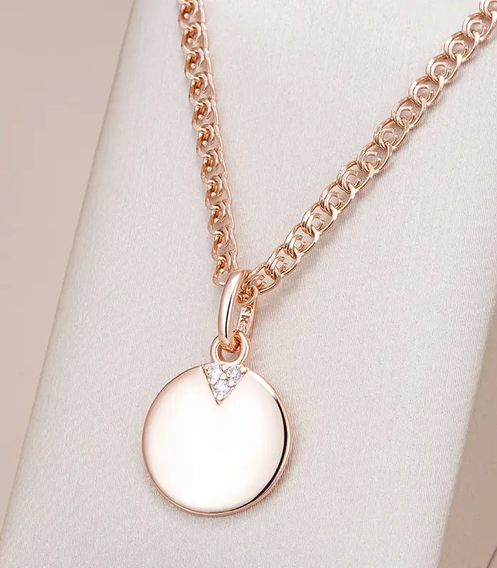 Kinel-collares con colgante de moneda redonda para mujer, Color oro rosa 585, colgante brillante de circón Natural Simple, joyería fina diaria 1
