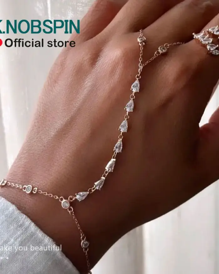 KNOBSPIN-Pulseras de dedo de moissanita de 3mm para mujer, cadena ajustable de 15-21cm, pulsera de burbujas de plata esterlina s925 con certificado GRA 1
