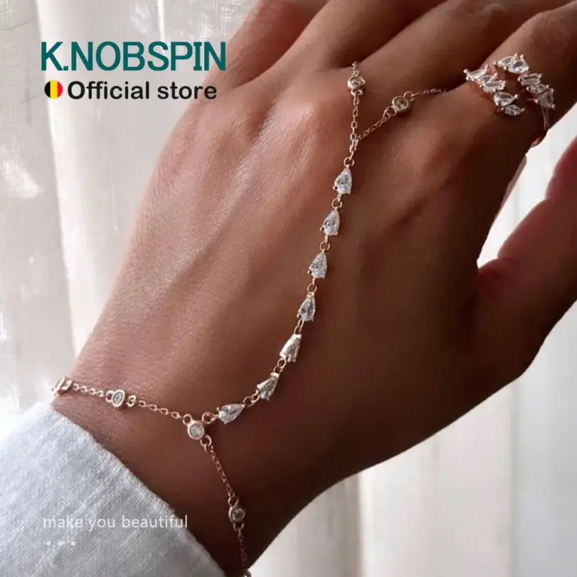 KNOBSPIN-Pulseras de dedo de moissanita de 3mm para mujer, cadena ajustable de 15-21cm, pulsera de burbujas de plata esterlina s925 con certificado GRA 1 KNOBSPIN-Pulseras de dedo de moissanita de 3mm para mujer, cadena ajustable de 15-21cm, pulsera de burbujas de plata esterlina s925 con certificado GRA 1