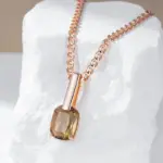 Kinel-collar con colgante de circón Natural marrón cuadrado para mujer, moda 585, Color oro rosa, joyería de boda para novia de alta calidad 3
