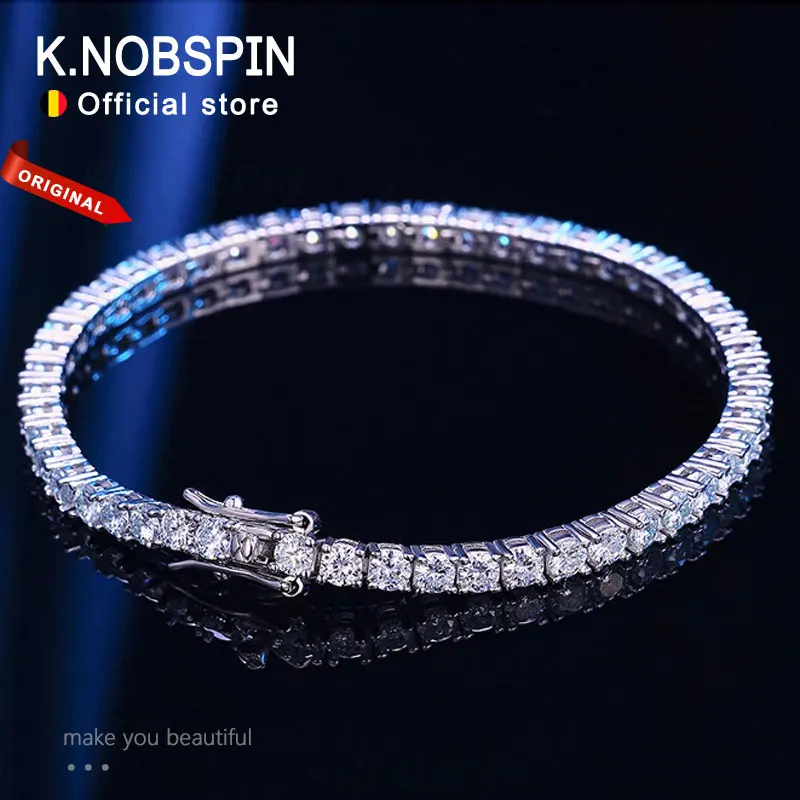 KNOBSPIN 4 mm D Color Moissanite Tennis Bracelet 925 Sterling Silver Plated con 18k White Gold Bracelet para Mujer Hombre Sparkling Party Jewelry al por mayor, Viene con una garantía posventa de 3 años 1 KNOBSPIN 4 mm D Color Moissanite Tennis Bracelet 925 Sterling Silver Plated con 18k White Gold Bracelet para Mujer Hombre Sparkling Party Jewelry al por mayor, Viene con una garantía posventa de 3 años 1