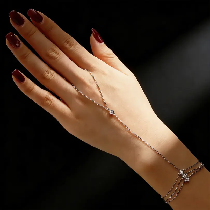 KNOBSPIN-Pulseras de dedo de moissanita para mujer, pulsera de moissanita de Color D de 3mm con certificado GRA, joyería de mano, cadena fina de plata 925 2