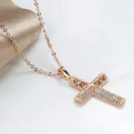 Kinel exquisitos collares cruzados 585 oro rosa Micro incrustaciones de cera circón Natural collares de flores huecas para mujeres joyería Vintage 4