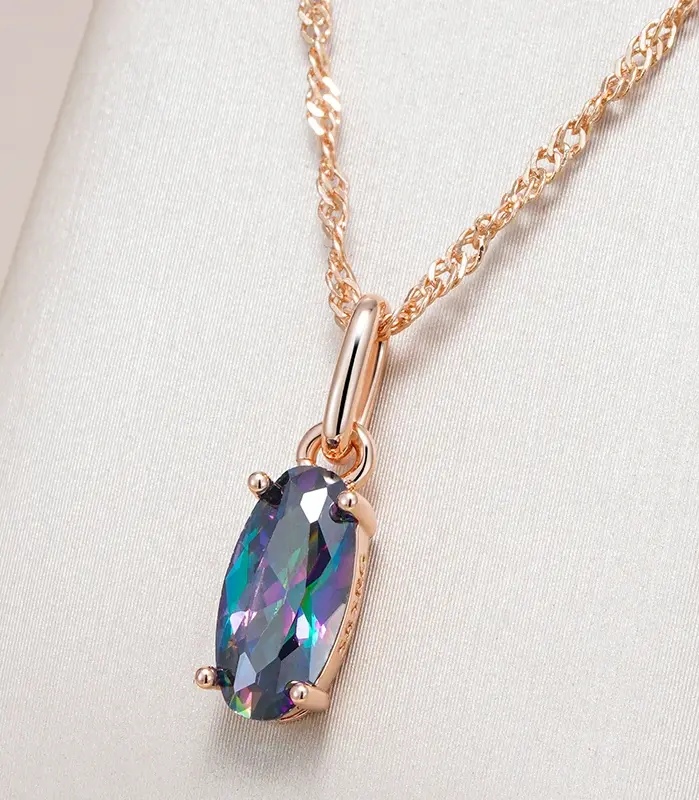 Kienl-collar con colgante de circón Natural colorido para mujer, colgante de lujo de Color oro rosa 585, joyería fina diaria de alta calidad 1
