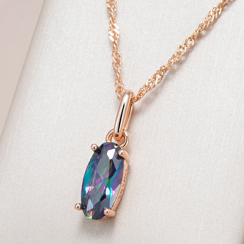 Kienl-collar con colgante de circón Natural colorido para mujer, colgante de lujo de Color oro rosa 585, joyería fina diaria de alta calidad 1 Kienl-collar con colgante de circón Natural colorido para mujer, colgante de lujo de Color oro rosa 585, joyería fina diaria de alta calidad 1