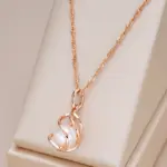 Kinel-collar con colgante de oro rosa 585 de lujo para mujer, joyería de boda nupcial con perlas huecas geométricas únicas, regalo de uso diario 1