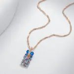Kinel-collar con colgante de circón Natural azul brillante para mujer, tendencia 585, Color oro rosa, joyería fina para boda, regalo de cristal 5