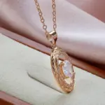 Kinel-Colgante de circón Natural con flores huecas para mujer, collar de Color oro rosa, joyería fina diaria, 585 4