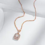 Kinel-collar con colgante cuadrado de circón Natural brillante para mujer, tendencia 585, colgante de cristal de Color oro rosa, regalo de joyería Vintage 4