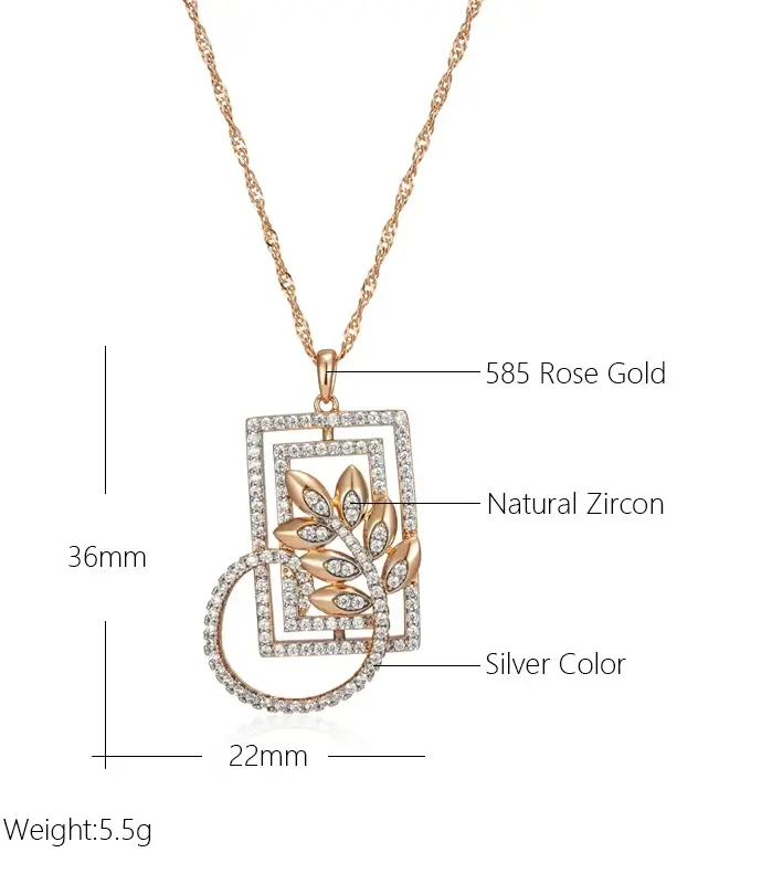 Kinel-collar con colgante cuadrado y ancho para mujer, Color oro rosa y plata, mezcla de flores de cristal Boho, joyería étnica Retro, 585 2