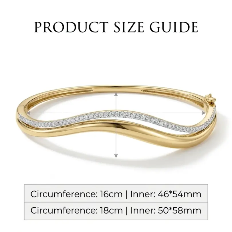 Pulseras de Doble Onda con Moissanita KNOBSPIN para Mujer, Certificadas por GRA, Diamantes de 1.5mm, Plata de Ley s925, Bañadas en Oro de 18K 6