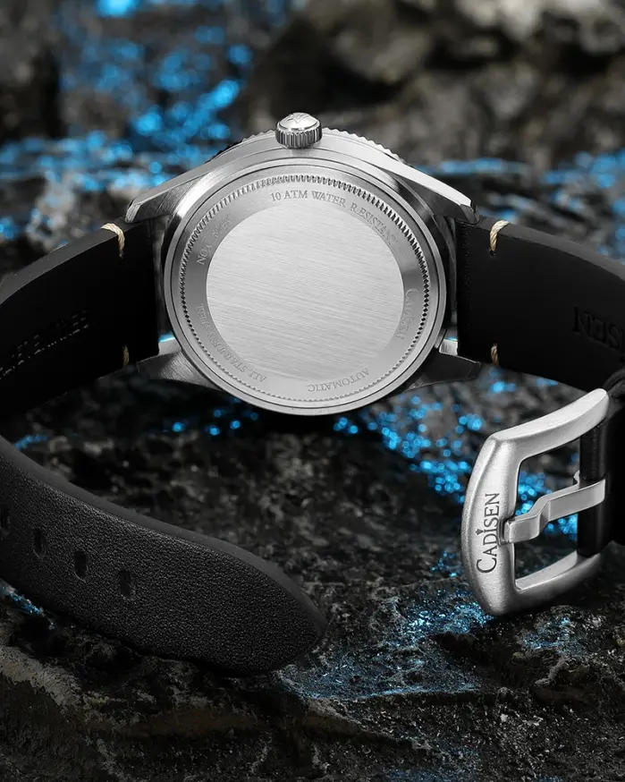 Reloj CADISEN 2026 para hombre, relojes de pulsera mecánicos, movimiento MIYOTA 8215, correa de cuero genuino, relojes rojos luminosos resistentes al agua para hombre 2
