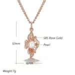Kinel-collar con colgante de flor para mujer, Color oro rosa 585, con perla redonda, joyería de moda, regalo para fiesta y uso diario 2