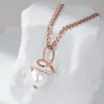 Kinel-collar con colgante de oro rosa 585 de lujo para mujer, joyería de boda nupcial con perlas huecas geométricas únicas, regalo de uso diario 3