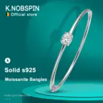 KNOBSPIN-brazaletes de moissanita de corte ovalado de 2 quilates, pulsera delicada con certificado GRA de plata sólida s925 con diamantes elegantes para mujer, regalo de joyería fina 1