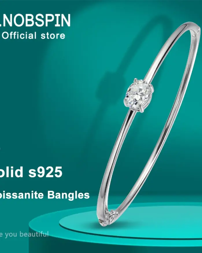 KNOBSPIN-brazaletes de moissanita de corte ovalado de 2 quilates, pulsera delicada con certificado GRA de plata sólida s925 con diamantes elegantes para mujer, regalo de joyería fina 1
