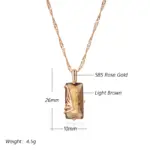 Kinel-collar con colgante de circón Natural para mujer, color marrón claro, cuadrado Simple, Color oro rosa 585, joyería diaria de alta calidad 2