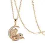Kinel-collar con colgante de Luna para mujer, Color oro rosa 585, colgante de circón Natural, joyería para niño, regalo de cristal 6