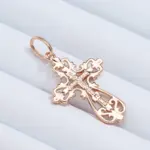 Kinel-collar con colgante de Cruz de la Iglesia Ortodoxa para hombre y mujer, joyería étnica fina diaria, Color oro rosa y plata 585 5