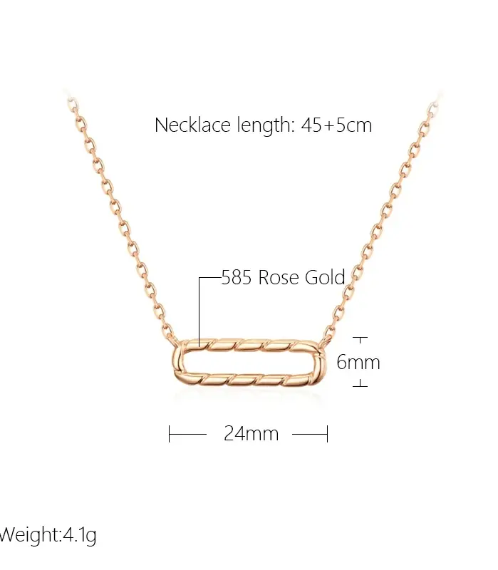 Kinel-collar con colgante brillante de lujo para mujer, joyería fina diaria de alta calidad, geometría, Color oro rosa 585 2