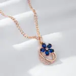 Kinel Trend-collar con colgante de flor de circón Natural azul brillante para mujer, Color oro rosa 585, joyería Vintage fina para uso diario 5