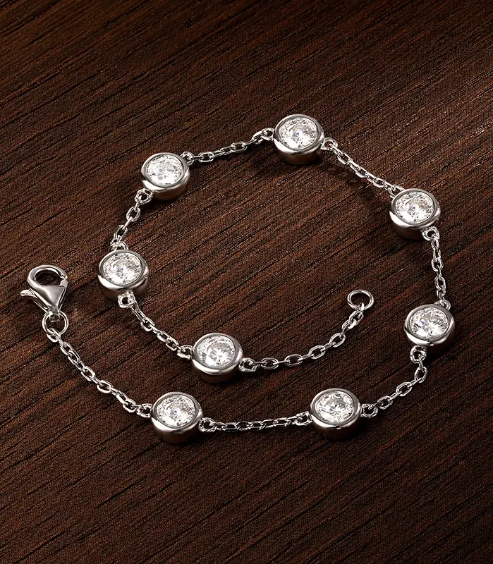 KNOBSPIN-pulsera de tenis de moissanita D VVS, 4mm, 2,4 CT, Diamante de laboratorio, joyería fina de boda, pulseras de plata de ley 925 para mujer 2