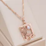 Kinel-collar con colgante cuadrado de Color oro rosa Vintage 585, circonita Natural, Metal brillante, joyería étnica de tendencia para novia, joyería diaria 1