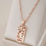 Kinel-collar Vintage con colgante de flor hueca para mujer, Color oro rosa, étnico bohemio, boda, joyería diaria, 585 1