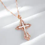 Kinel-collar con colgante de Cruz de la Iglesia Ortodoxa para hombre y mujer, joyería étnica fina diaria, Color oro rosa y plata 585 5