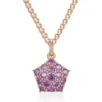 Kinel-collar con colgante de circón Natural púrpura brillante para mujer, tendencia 585, Color oro rosa, joyería fina de boda, regalo de cristal 6