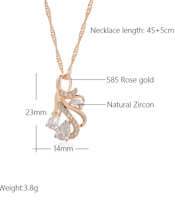 Kinel-collar con colgante grande para mujer, Color oro rosa 585, flores huecas a la moda, accesorios de circón Natural, joyería diaria 2