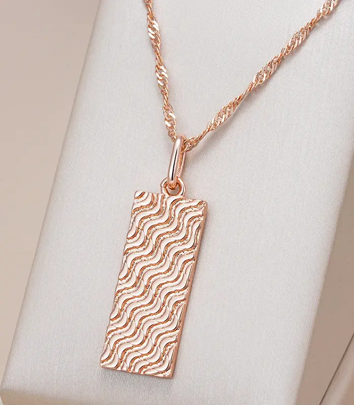 Kinel, collar con colgante brillante a la moda novedosa para mujer, colgante cuadrado Simple de Color oro rosa 585, joyería diaria de alta calidad 1