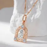 Kinel-collar con colgante de la Virgen María de lujo para hombre y mujer, Color oro rosa 585, circonita Natural, abalorio de Jesús, joyería fina diaria, regalos 3