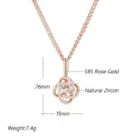 Kinel-collar con colgante étnico para novia, Color oro rosa 585, Cruz geométrica única, flor de circón Natural, joyería fina diaria para mujer 2