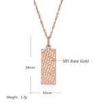 Kinel, collar con colgante brillante a la moda novedosa para mujer, colgante cuadrado Simple de Color oro rosa 585, joyería diaria de alta calidad 2