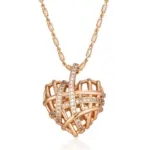 Kinel-collar con colgante de corazón hueco único para mujer, circonita Natural con Color oro rosa 585, joyería moderna para fiesta y boda 6