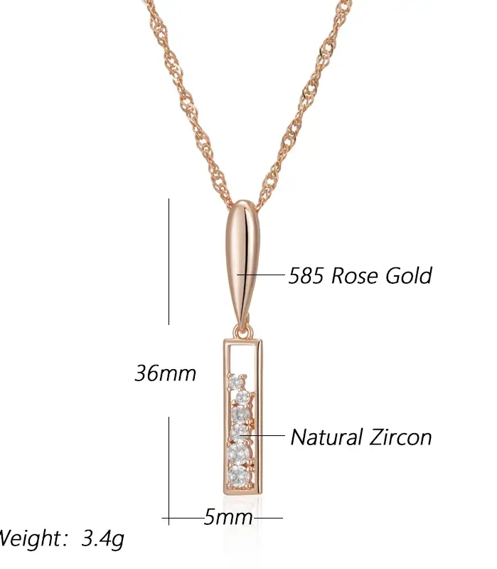 Kinel-collares con colgante largo para mujer, tendencia 2024, Color oro rosa 585, accesorios de circón Natural, joyería Vintage fina para uso diario 2