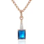 Kinel inusual brillante cuadrado azul colgante de circón Natural collar para mujer de lujo 585 Color oro rosa fiesta joyería fina diaria 6