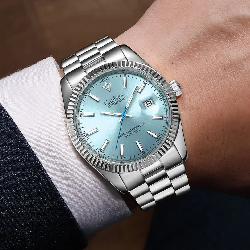 CADISEN nuevo reloj mecánico automático para hombre de marca superior de lujo C3 luminoso AR zafiro MIYOTA 8215 100M reloj de regalo resistente al agua para hombres 6