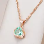 Kinel-collar con colgante nupcial de circón Natural verde romántico, Simple, de lujo, Color oro rosa 585, joyería fina diaria, regalo para mujer 1