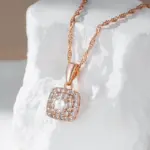 Kinel-collar con colgante cuadrado de circón Natural brillante para mujer, tendencia 585, colgante de cristal de Color oro rosa, regalo de joyería Vintage 3