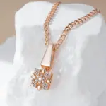 Kinel-collar con colgante de flor de cristal para mujer, Color oro rosa 585, accesorios de circón Natural totalmente brillante, joyería fina diaria 3