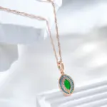 Kinel-collar con colgante largo para mujer, Color oro rosa 585, moda verde con circonita Natural azul, joyería Vintage diaria para boda 3