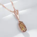 Kinel-collar con colgante de circón Natural para mujer, redondo, marrón claro, Simple, Color oro rosa 585, joyería diaria de alta calidad 3
