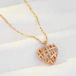 Kinel-collar con colgante de corazón hueco único para mujer, circonita Natural con Color oro rosa 585, joyería moderna para fiesta y boda 5