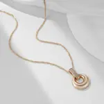 Kinel-collar con colgante redondo de geometría brillante para mujer, circonita Natural completa con Color oro rosa 585, joyería fina diaria 4