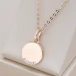 Kinel-collares con colgante de moneda redonda para mujer, Color oro rosa 585, circonita Natural Simple, colgante brillante, joyería fina para fiesta 1